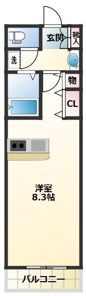 サムデイ府中(1K/3階)の間取り写真