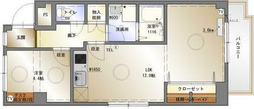 ファミール荒江(1LDK/2階)の間取り写真