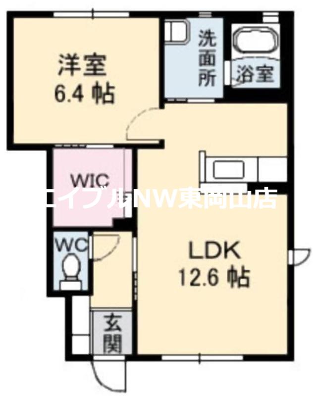 ガーデンクレスD棟(1LDK/1階)の間取り写真