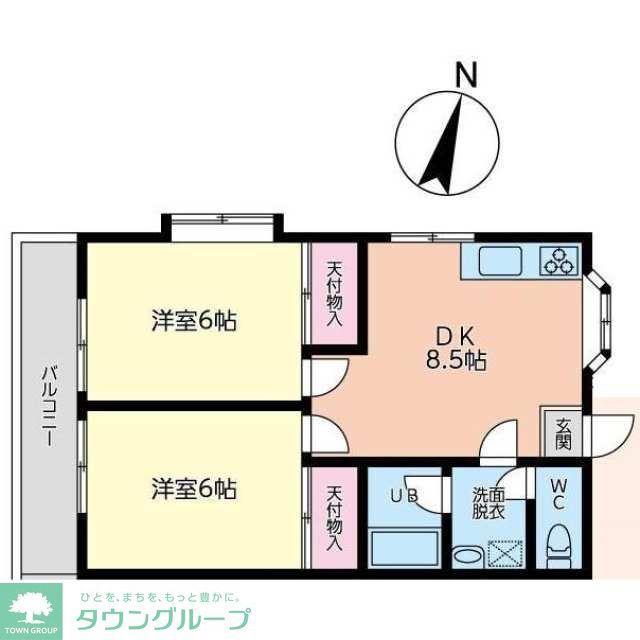 リーフ・ハピネス(2DK/1階)の間取り写真