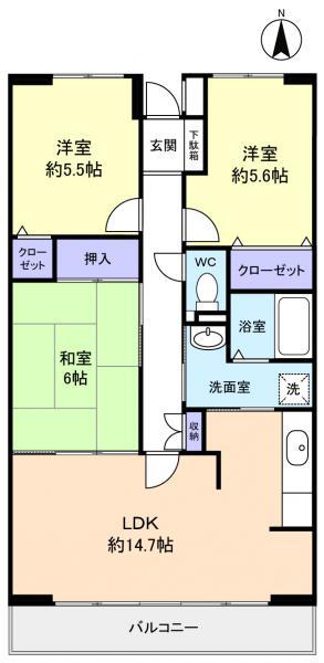 ルーチェ緑が丘A(3LDK/2階)の間取り写真