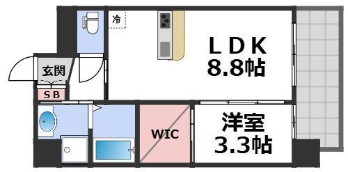 S-RESIDENCE難波西ALTER(1LDK/5階)の間取り写真