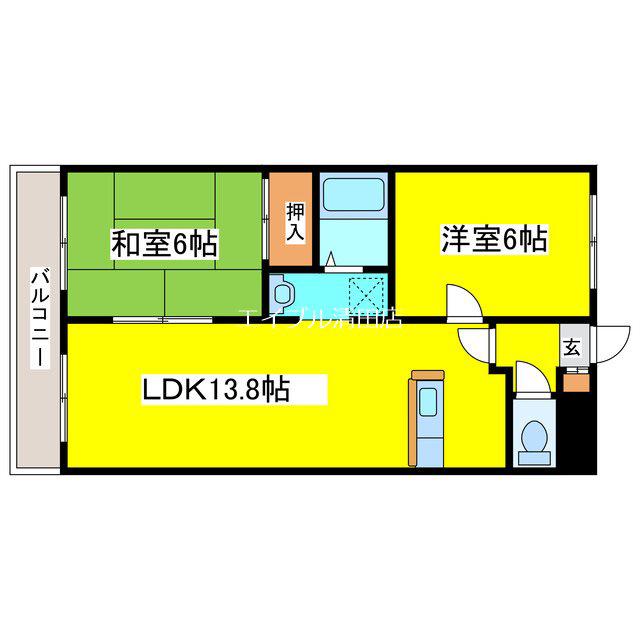 アクアトピア真栄 II(2LDK/2階)の間取り写真