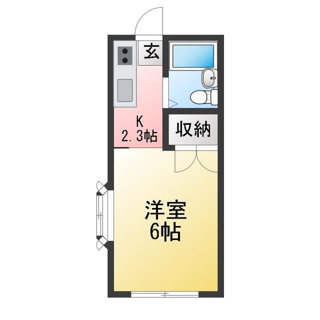 モンシャトー渡辺(ワンルーム/2階)の間取り写真