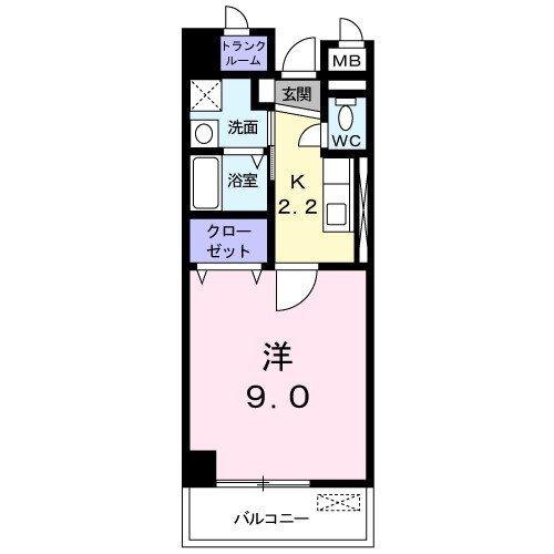 プラシードカーサ(1K/3階)の間取り写真