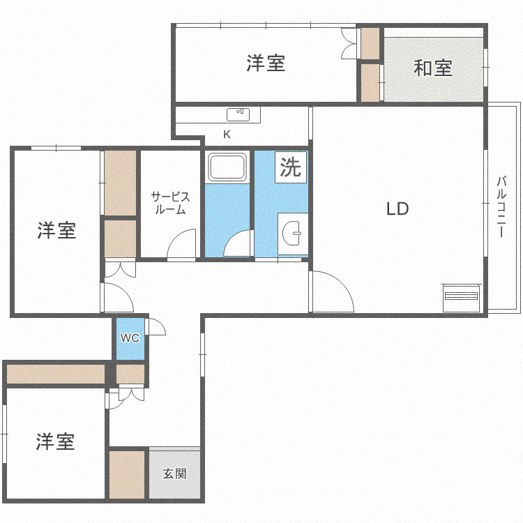 クレストヒルズ山鼻(4LDK/3階)の間取り写真