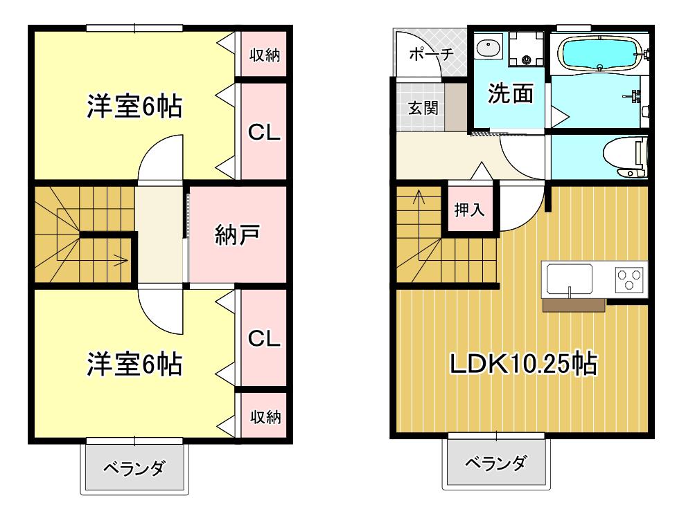 ラヴィランテ名取(2LDK/1階)の間取り写真