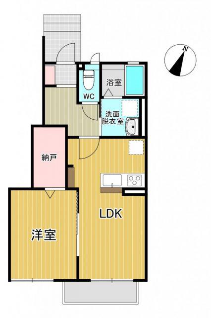 オレンジキューブI(1LDK/1階)の間取り写真