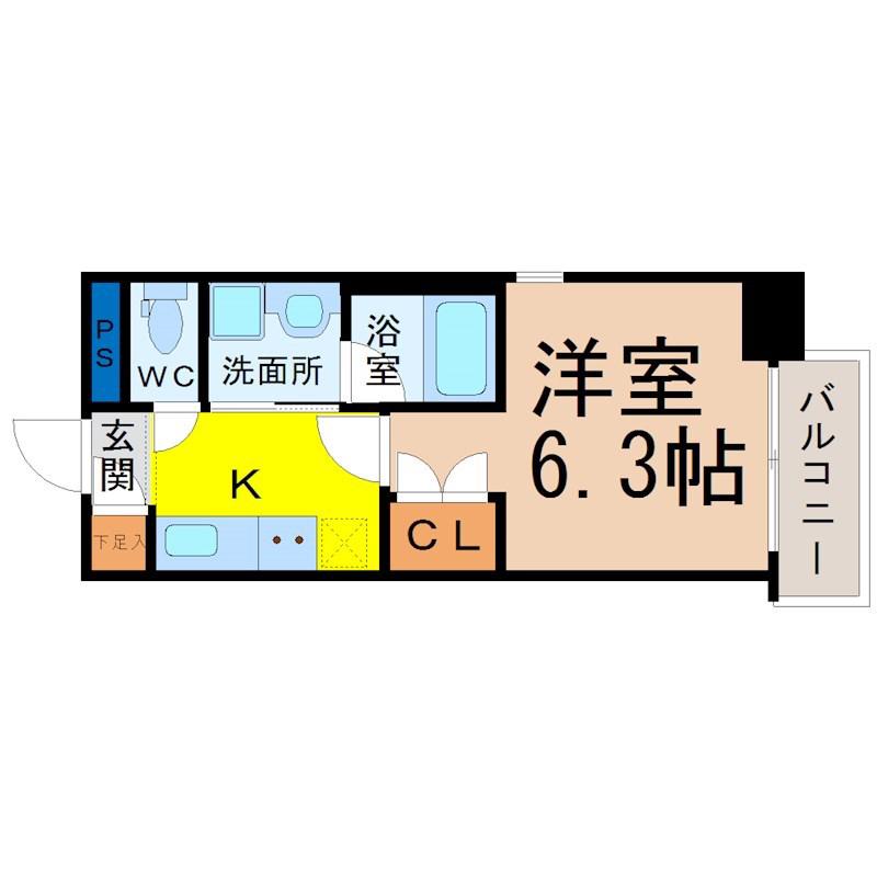 シティライフ今池(1K/4階)の間取り写真