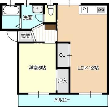 シティコーポK(1LDK/2階)の間取り写真