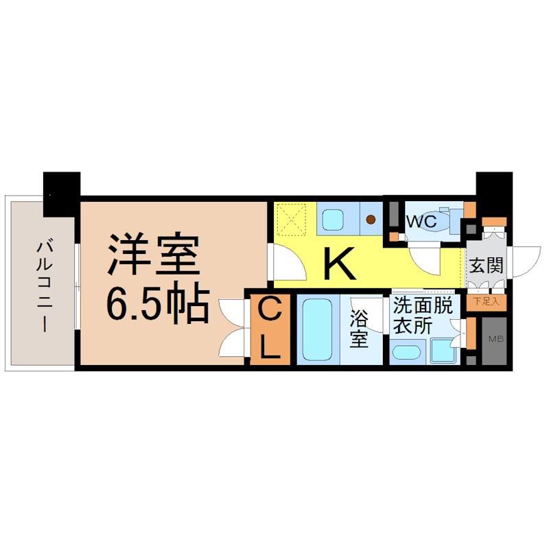 グランアベニュー名駅(1K/2階)の間取り写真