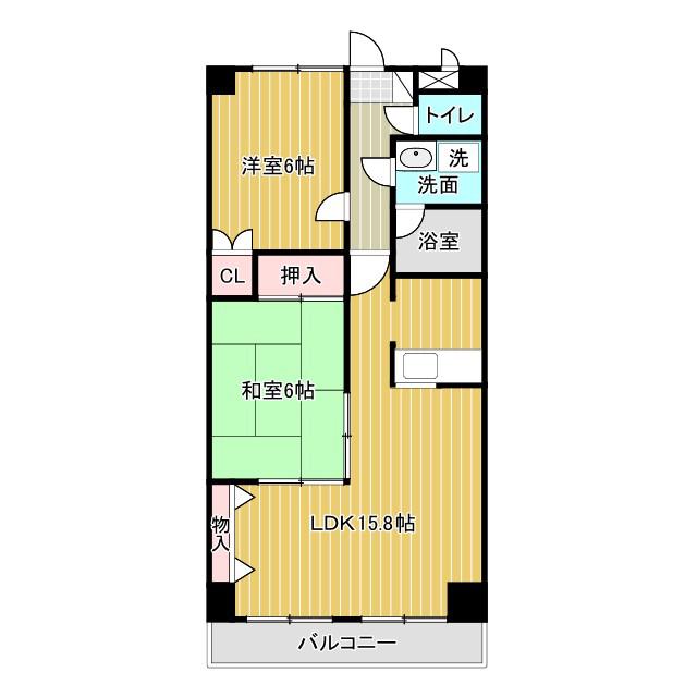 アルテス佐野(2LDK/1階)の間取り写真