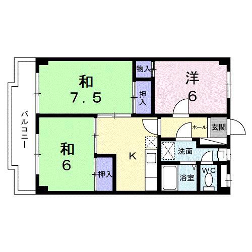 メゾンクレスト(3K/3階)の間取り写真