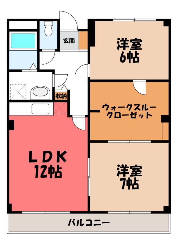 フラワープレイス(2LDK/1階)の間取り写真