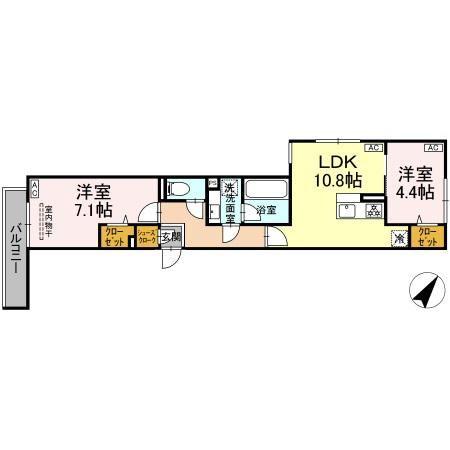 セレスティア東尾久II(2LDK/3階)の間取り写真