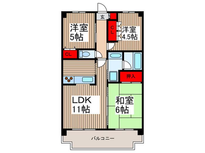 南与野サニーコート(3LDK/2階)の間取り写真