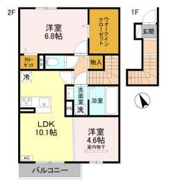 D-ROOM 天が岡(2LDK/2階)の間取り写真