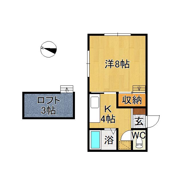メゾンフォレー城東(1K/2階)の間取り写真