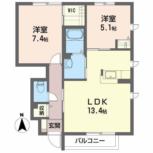 リオ・ガーデンA(2LDK/1階)の間取り写真