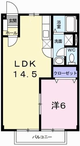 アメニティー白浜B(1LDK/2階)の間取り写真