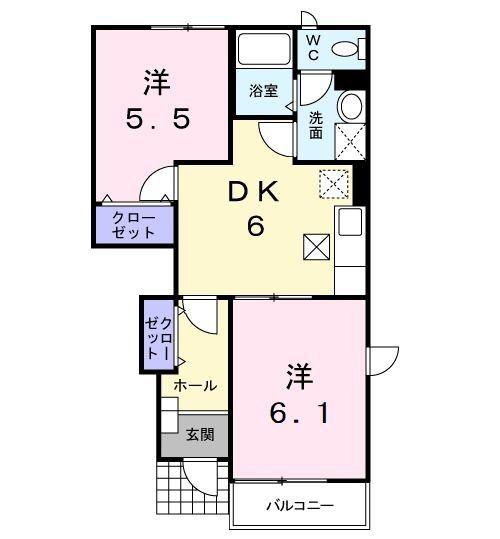 エクセレントハイム(2DK/1階)の間取り写真