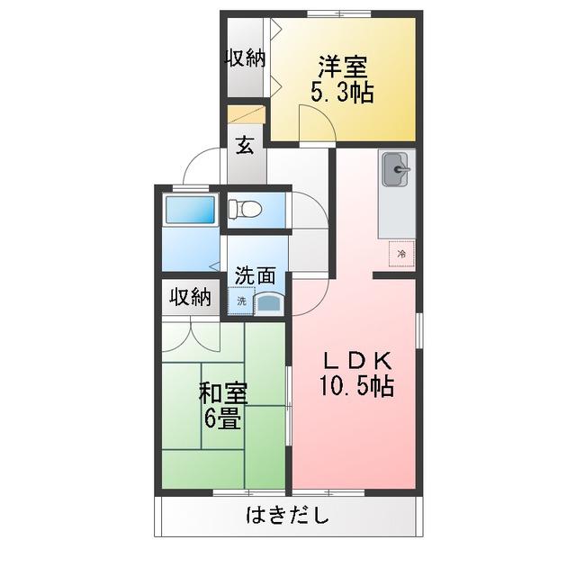 パルティール95(2LDK/1階)の間取り写真