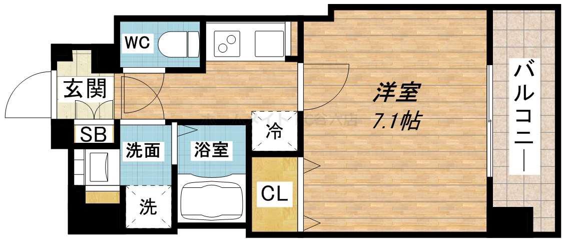 W-STYLE大阪谷町(1K/6階)の間取り写真