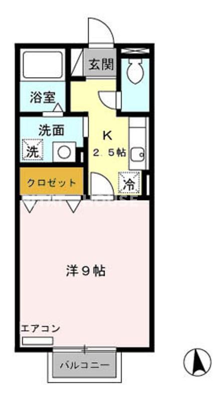 グランシャリオ(1K/2階)の間取り写真