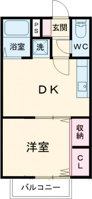 アンフォーラ広瀬C(1DK/1階)の間取り写真