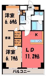 サンライズ宇都宮(2LDK/10階)の間取り写真