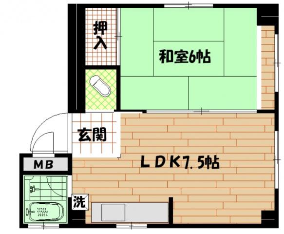 酒井マンション(1LDK/4階)の間取り写真