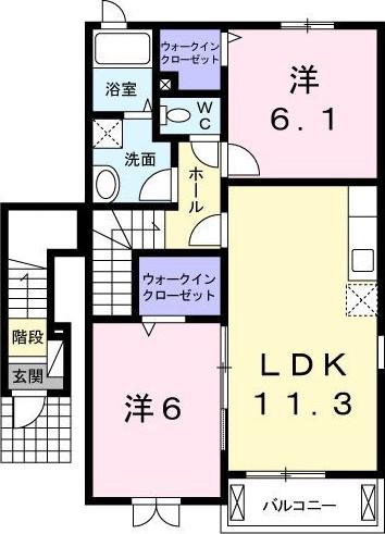 グレイス春日(2LDK/2階)の間取り写真