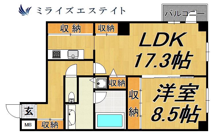 VIVACE(1LDK/6階)の間取り写真