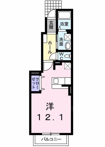 アイリスプレイス(ワンルーム/1階)の間取り写真