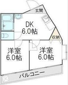コーポツーエイト(2DK/4階)の間取り写真