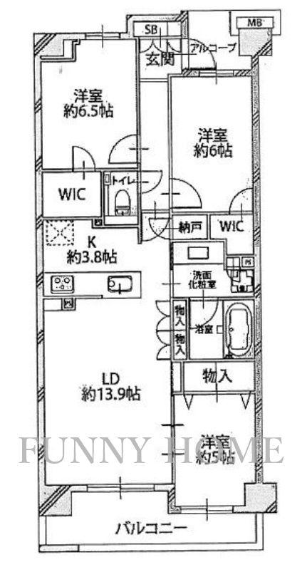 プラウド桜新町(3LDK/2階)の間取り写真