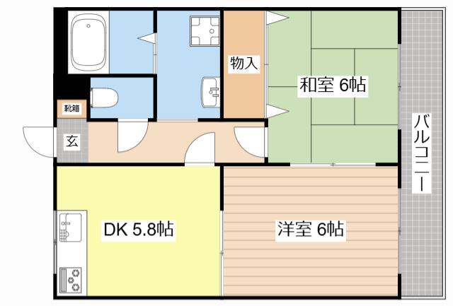 アイビーコート祇園(2DK/2階)の間取り写真