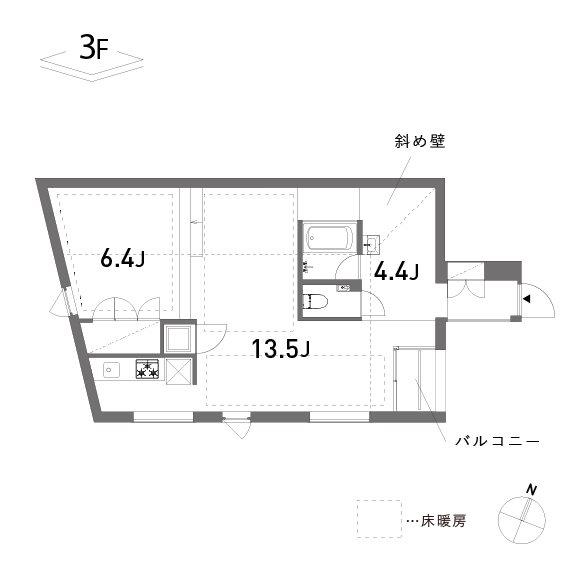 KIF ANNEX(ワンルーム/3階)の間取り写真