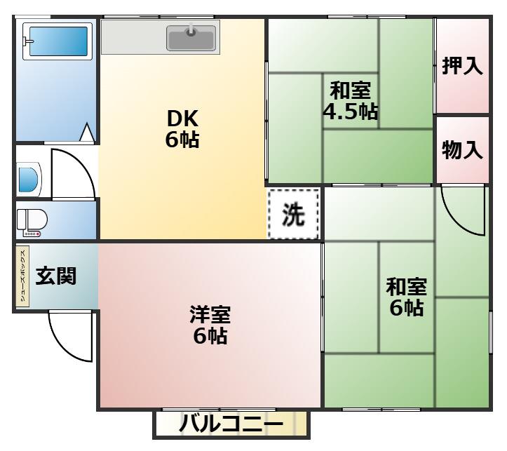ふじハイツ(3DK/2階)の間取り写真