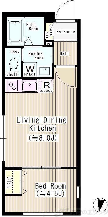 TOKYO FLAT(1LDK/2階)の間取り写真