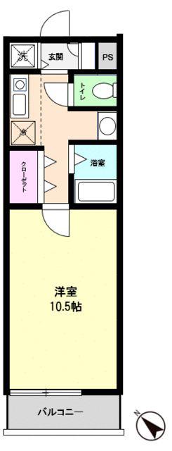 YAMASHIN北鎌倉(1K/2階)の間取り写真