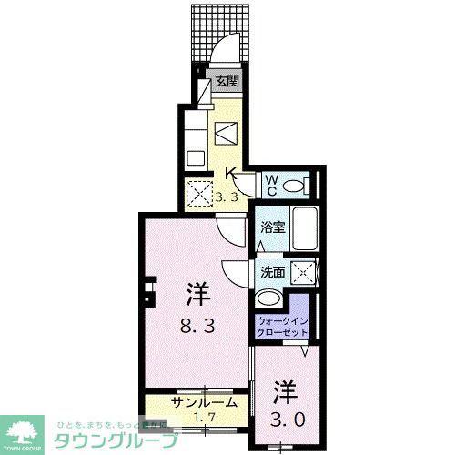 ガーデン丸友I(2K/1階)の間取り写真