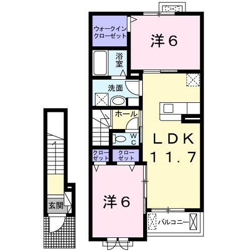 メゾン・ド・コンフォート II(2LDK/2階)の間取り写真