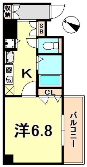 スワンズ神戸三宮イースト(1K/9階)の間取り写真