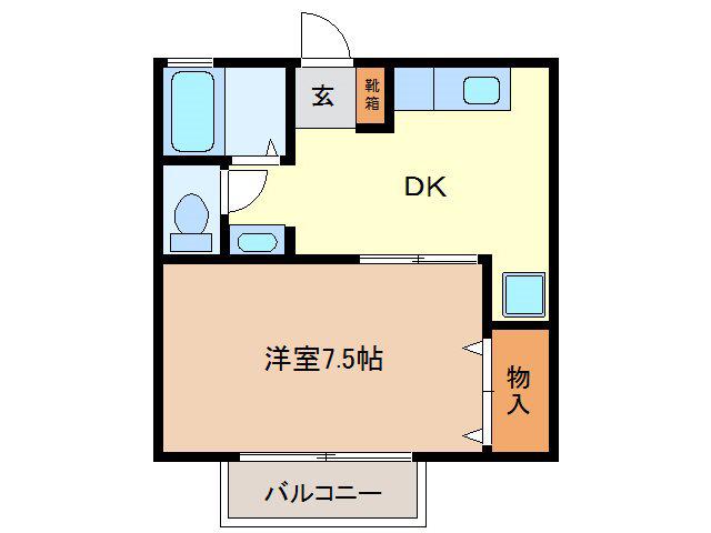 メゾン根岸(1DK/2階)の間取り写真