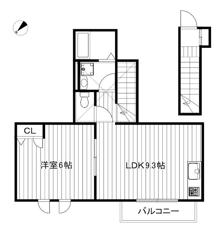 イーストライズ(1LDK/2階)の間取り写真