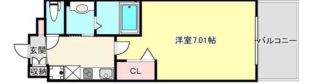LUXE大阪城南(1K/12階)の間取り写真