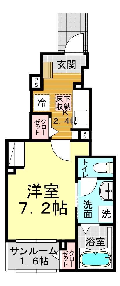ピンズ下関II(1K/1階)の間取り写真
