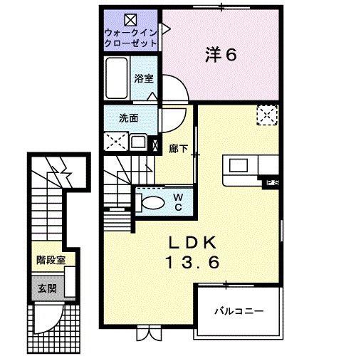 シアンドバリーA(1LDK/2階)の間取り写真