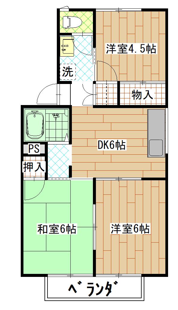 メゾン高陽B(3DK/1階)の間取り写真